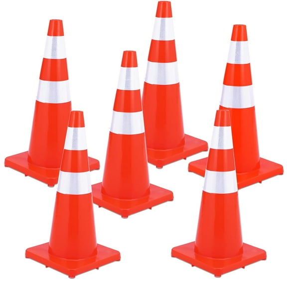 Traffic Safety Cones,Multi Purpose Cones with Reflective Collar for Road Safety,PVC Safety Cones,Orange Cones for Driving Training,Parking Lots,Construction,Sports,Caution