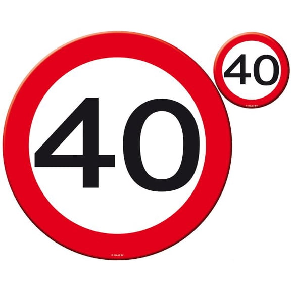 Traffic Sign 40th Birthday Place Mat & C
