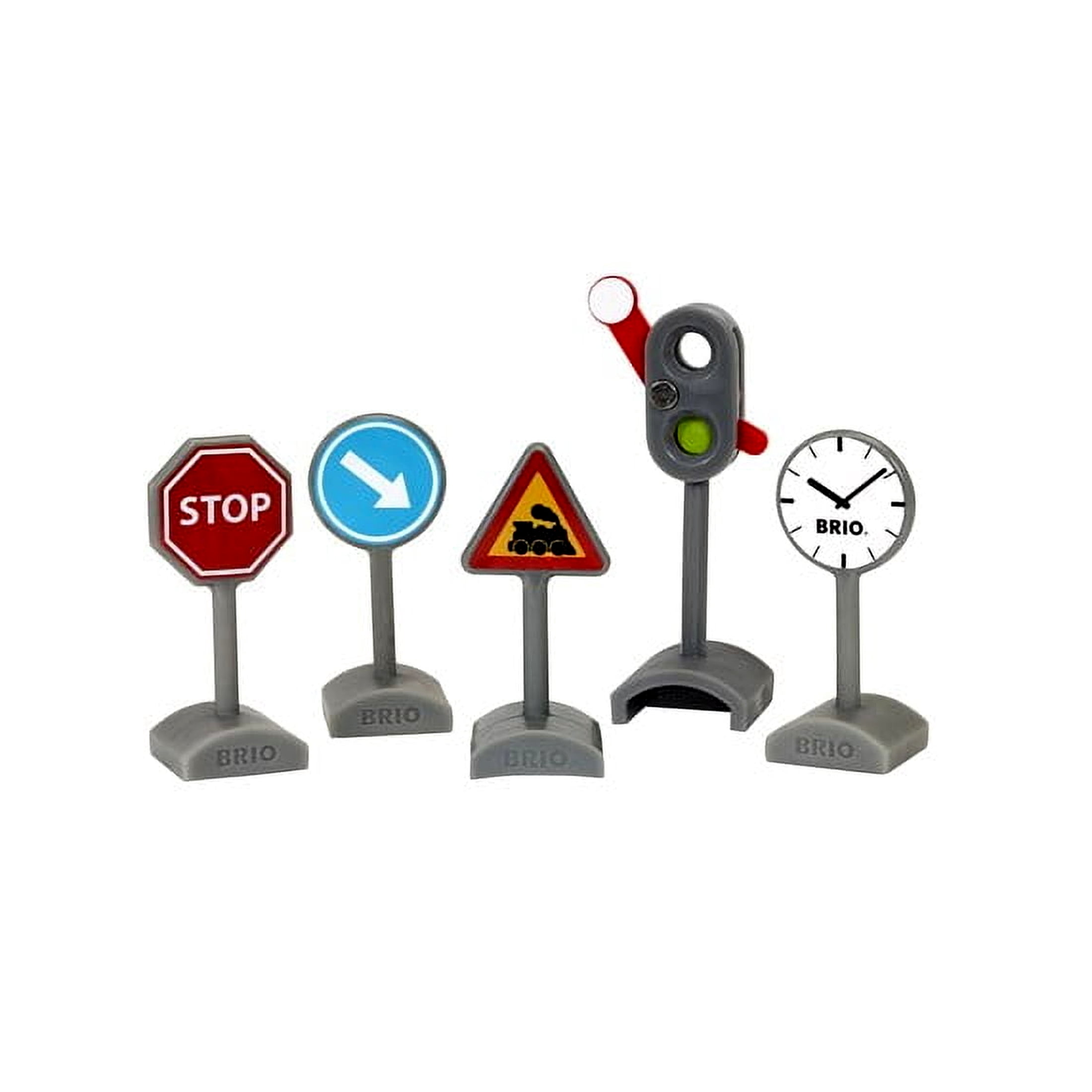 Brio Traffic Signs Kit, Wooden Railroad Accessories, Includes 5