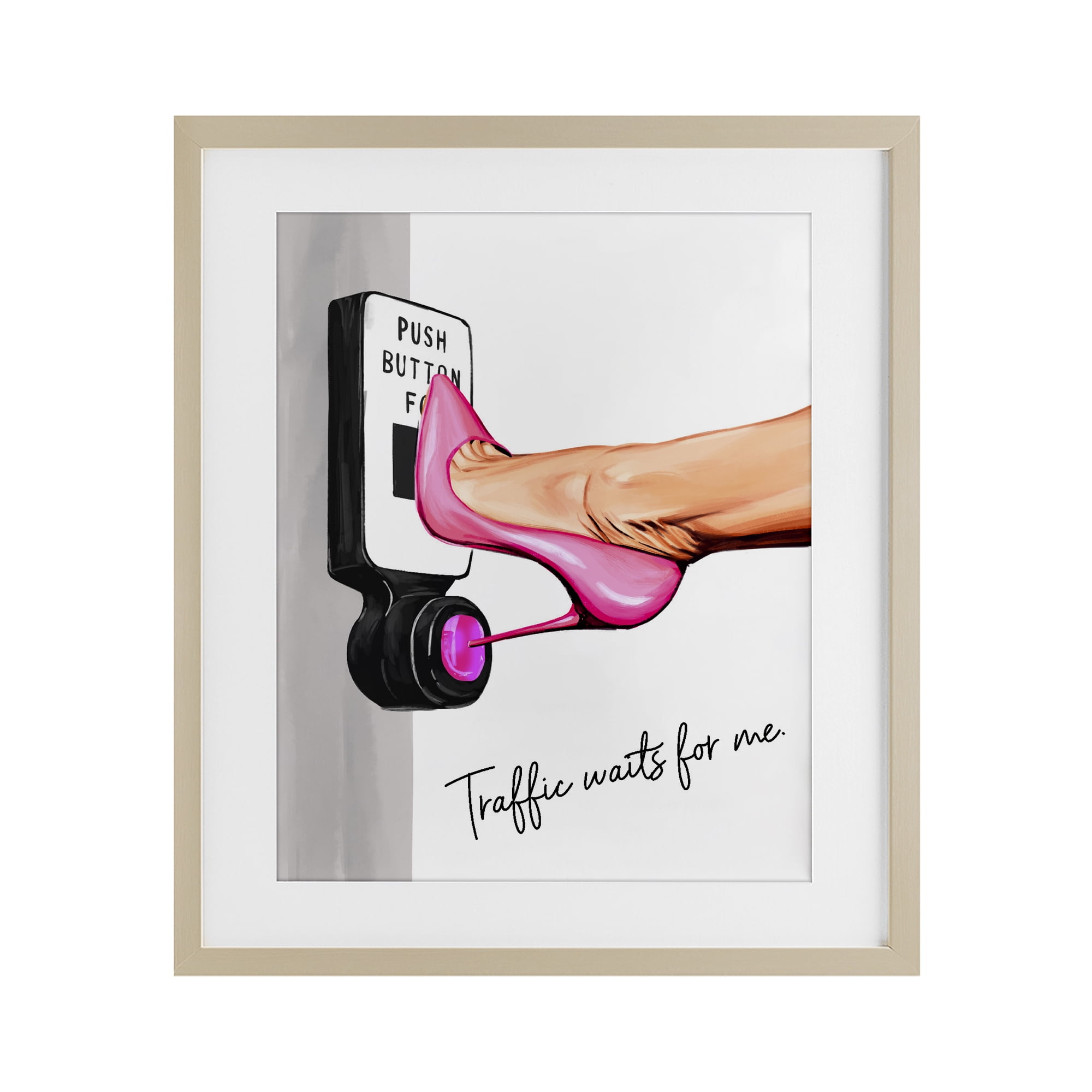 Traffic Waits for Me Heels Birch Framed Print Under Glass, design by Ziwei Li