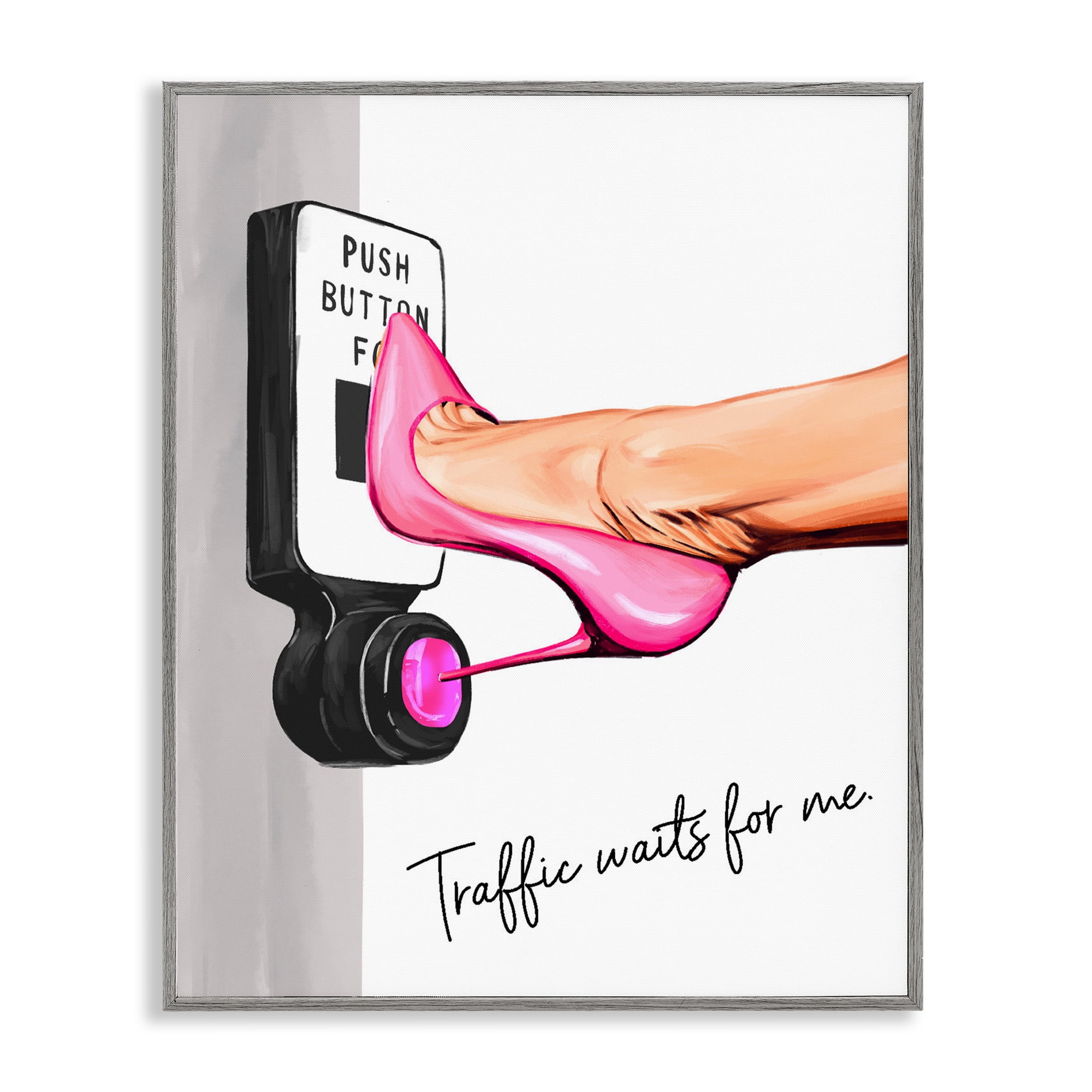 Traffic Waits for Me Heels Gray Framed Giclee Art, design by Ziwei Li