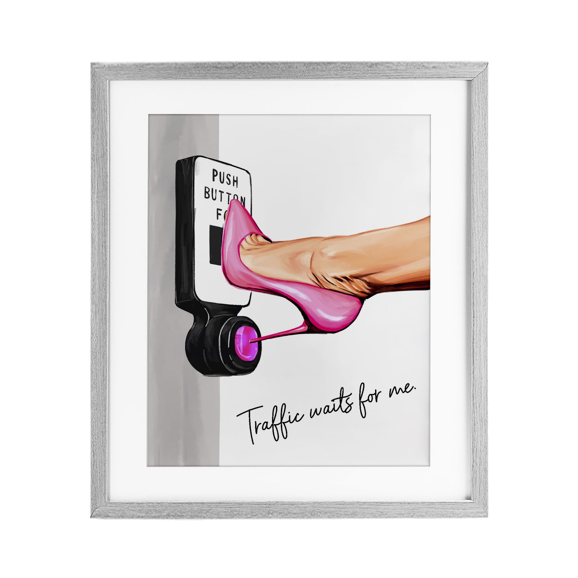 Traffic Waits for Me Heels Gray Framed Print Under Glass, design by Ziwei Li