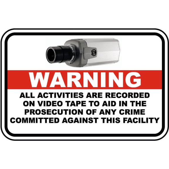 Traffic & Warehouse Signs - Activities Recorded on Video Sign - Weather Approved Aluminum Street Sign, 0.04 Thickness - 18" X 24"