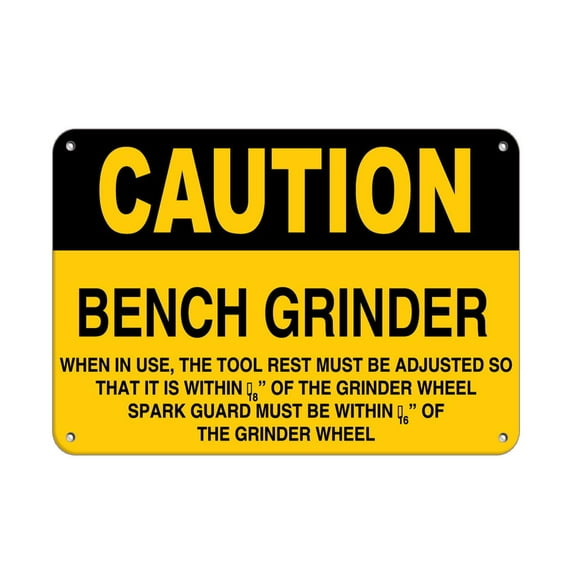 Traffic & Warehouse Signs - Caution - Bench Grinder Manual Follow Instructio​nà - Weather Approved Aluminum Street Sign, 0.04 Thickness - 12" X 18"