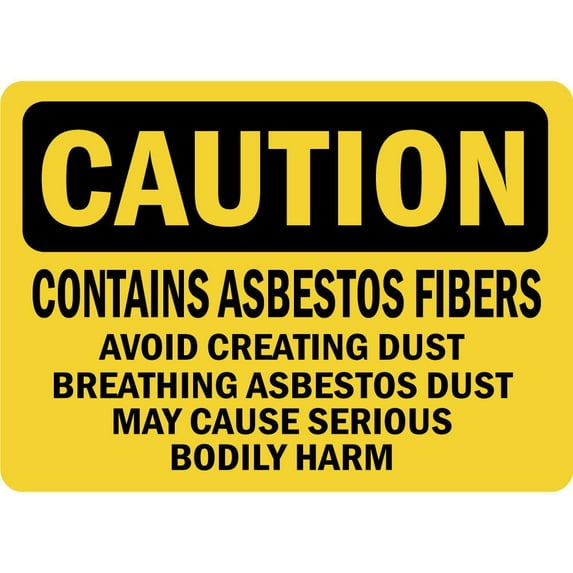 Traffic & Warehouse Signs - Caution - Contains Asbestos Fibers Avoid Creating Dust - Weather Approved Aluminum Street Sign, 0.04 Thickness - 12" X 8"