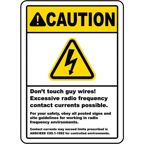 Traffic & Warehouse Signs - Caution Don't Touch Guy Wires Sign - Weather Approved Aluminum Street Sign, 0.04 Thickness - 24" X 36"