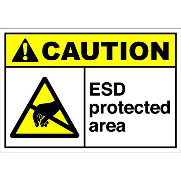 Traffic & Warehouse Signs - Caution - Esd Protected Area - Weather Approved Aluminum Street Sign, 0.04 Thickness - 10" X 7"