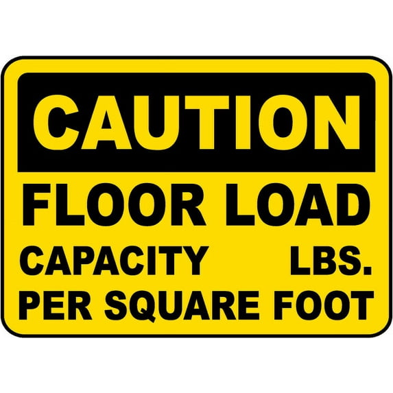 Traffic & Warehouse Signs - Caution Floor Load Capacity Sign - Weather Approved Aluminum Street Sign, 0.04 Thickness - 24" X 36"