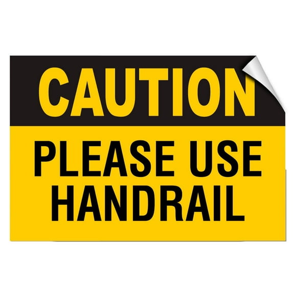 Traffic & Warehouse Signs - Caution - Please Use Handrail Hazard - Weather Approved Aluminum Street Sign, 0.04 Thickness - 18" X 24"