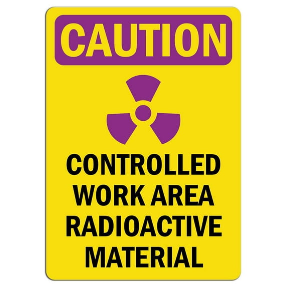 Traffic & Warehouse Signs - Caution Radiation Sign - Controlled Work Area Radioactive - Weather Approved Aluminum Street Sign, 0.04 Thickness - 24" X 36"