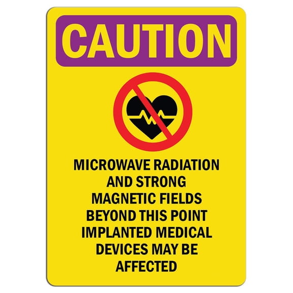 Traffic & Warehouse Signs - Caution Radiation Sign - Microwave Radiation and Strong with Symbol - Weather Approved Aluminum Street Sign, 0.04 Thickness - 18" X 24"