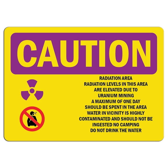 Traffic & Warehouse Signs - Caution Radiation Sign - Radiation Area Radiation Levels with Symbol - Weather Approved Aluminum Street Sign, 0.04 Thickness - 10" X 7"