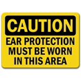 thumbnail image 1 of Traffic & Warehouse Signs - Caution - Sign - Ear Protection Worn in This Area - Safety Sign - Weather Approved Aluminum Street Sign, 0.04 Thickness - 10" X 7", 1 of 5