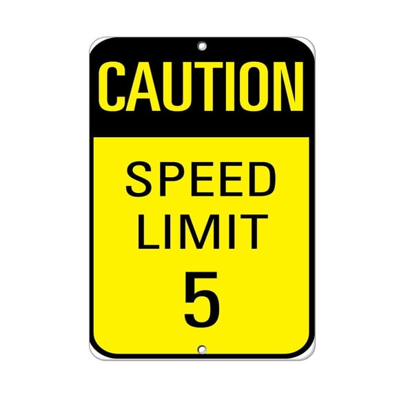 Traffic & Warehouse Signs - Caution - Speed Limit 5 Traffic Sign - Weather Approved Aluminum Street Sign, 0.04 Thickness - 10" X 7"