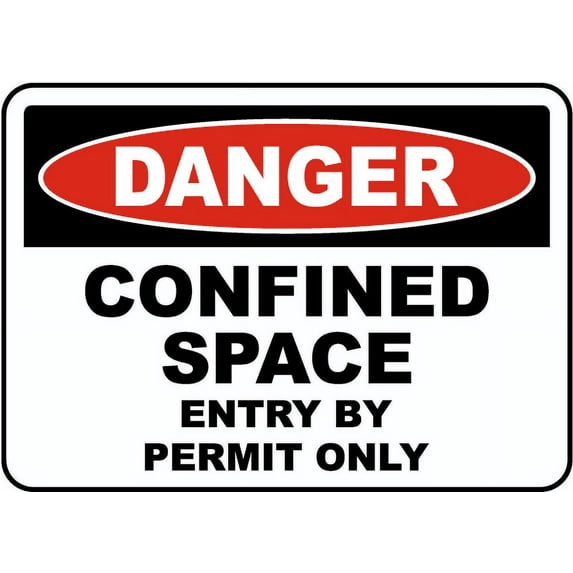 Traffic & Warehouse Signs - Confined Space Entry By Permit Only Sign - Weather Approved Aluminum Street Sign, 0.04 Thickness - 12" X 8"