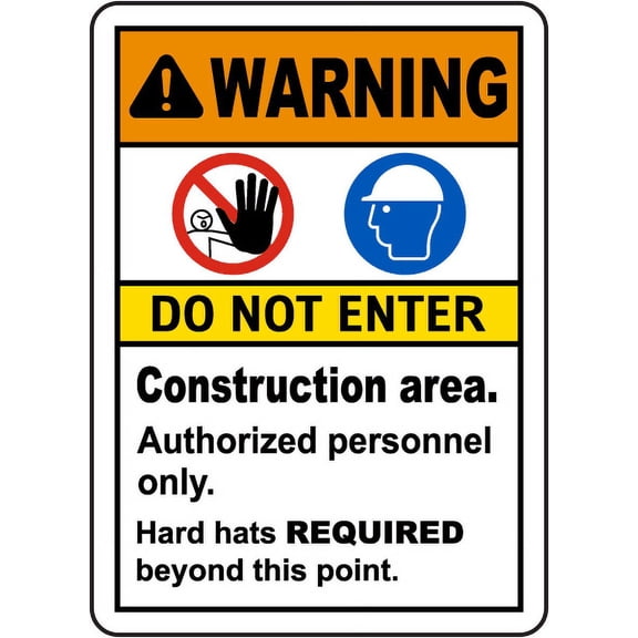 Traffic & Warehouse Signs - Construction Area Do Not Enter Sign 2 - Weather Approved Aluminum Street Sign, 0.04 Thickness - 12" X 18"