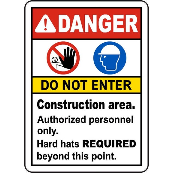 Traffic & Warehouse Signs - Construction Area Do Not Enter Sign 4 - Weather Approved Aluminum Street Sign, 0.04 Thickness - 12" X 18"