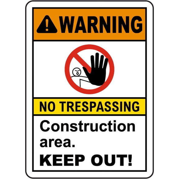Traffic & Warehouse Signs - Construction Area Keep Out Sign 3 - Weather Approved Aluminum Street Sign, 0.04 Thickness - 10" X 7"