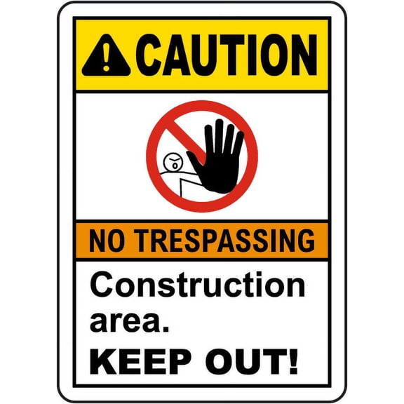 Traffic & Warehouse Signs - Construction Area Keep Out Sign 5 - Weather Approved Aluminum Street Sign, 0.04 Thickness - 10" X 7"