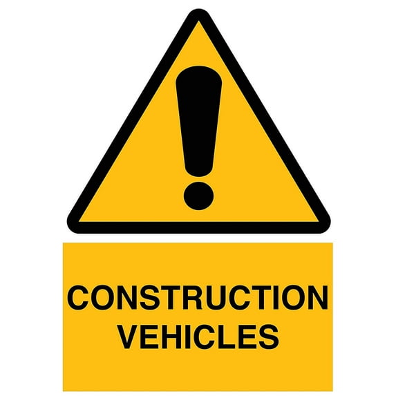 Traffic & Warehouse Signs - Construction Vehicles Sign - Weather Approved Aluminum Street Sign, 0.04 Thickness - 12" X 8"