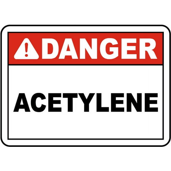 Traffic & Warehouse Signs - Danger Acetylene Sign - Weather Approved Aluminum Street Sign, 0.04 Thickness - 12" X 8"