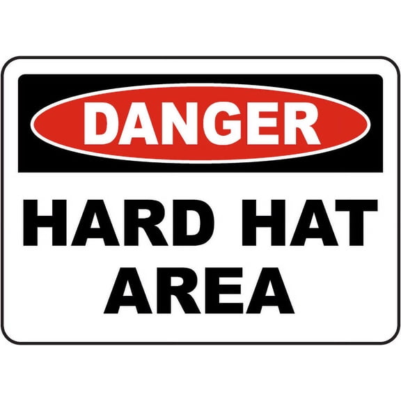 Traffic & Warehouse Signs - Danger Hard Hat Area Sign - Weather Approved Aluminum Street Sign, 0.04 Thickness - 10" X 7"