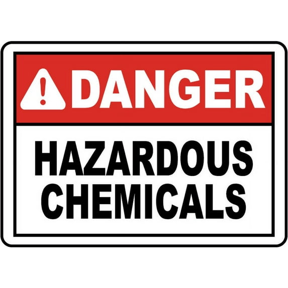 Traffic & Warehouse Signs - Danger Hazardous Chemicals Sign - Weather Approved Aluminum Street Sign, 0.04 Thickness - 12" X 8"