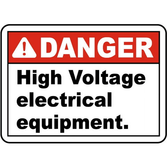Traffic & Warehouse Signs - Danger High Voltage Equipment Sign - Weather Approved Aluminum Street Sign, 0.04 Thickness - 10" X 7"