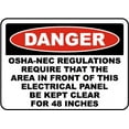 thumbnail image 1 of Traffic & Warehouse Signs - Danger Keep Panel Clear For 48 Inches Sign - Weather Approved Aluminum Street Sign, 0.04 Thickness - 12" X 8", 1 of 5