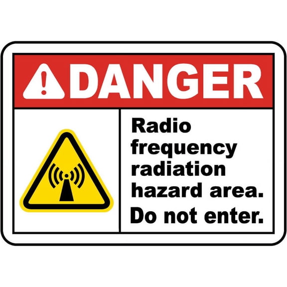 Traffic & Warehouse Signs - Danger RF Radiation Hazard Area Sign - Weather Approved Aluminum Street Sign, 0.04 Thickness - 10" X 7"