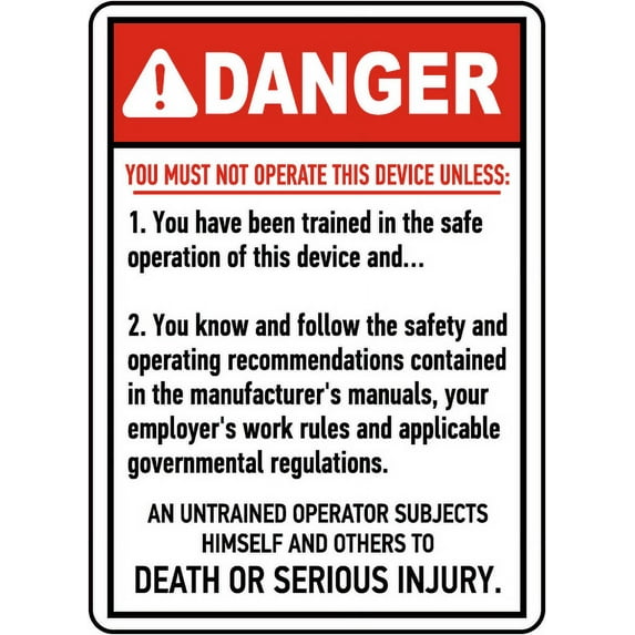 Traffic & Warehouse Signs - Device Operation Rules Sign - Weather Approved Aluminum Street Sign, 0.04 Thickness - 24" X 36"