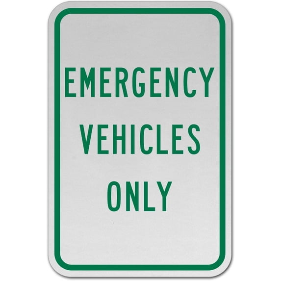 Traffic & Warehouse Signs - Emergency Vehicles Only Sign - Weather Approved Aluminum Street Sign, 0.04 Thickness - 12" X 18"