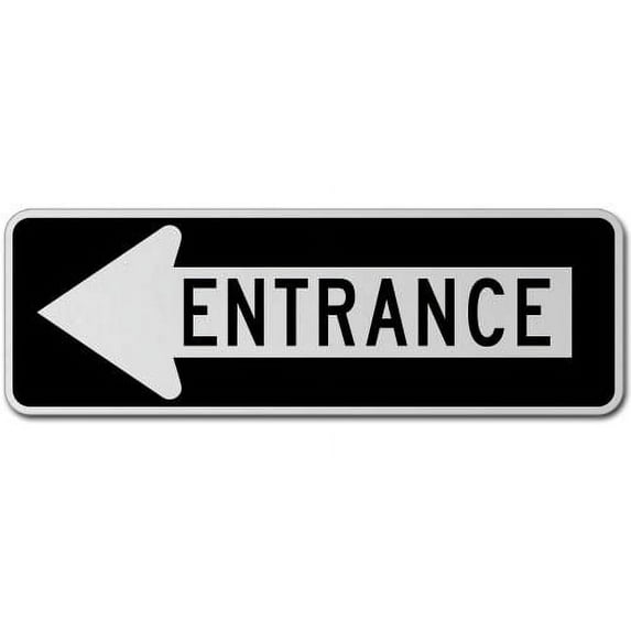 Traffic & Warehouse Signs - Entrance Left Sign - Weather Approved Aluminum Street Sign, 0.04 Thickness - 18" X 24"
