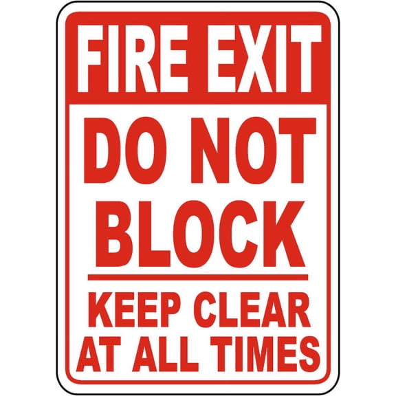 Traffic & Warehouse Signs - Fire Exit Do Not Block Keep Clear Sign - Weather Approved Aluminum Street Sign, 0.04 Thickness - 18" X 24"