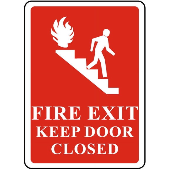 Traffic & Warehouse Signs - Fire Exit Keep Door Closed Sign - Weather Approved Aluminum Street Sign, 0.04 Thickness - 12" X 18"