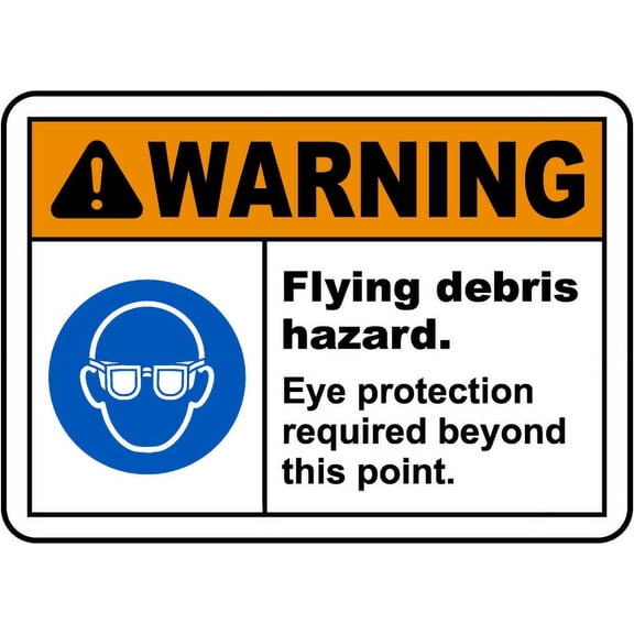 Traffic & Warehouse Signs - Flying Debris Hazard Eye Protection Sign - Weather Approved Aluminum Street Sign, 0.04 Thickness - 12" X 18"