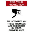 thumbnail image 1 of Traffic & Warehouse Signs - For Your Protection Video Surveillance Sign - Weather Approved Aluminum Street Sign, 0.04 Thickness - 12" X 18", 1 of 5