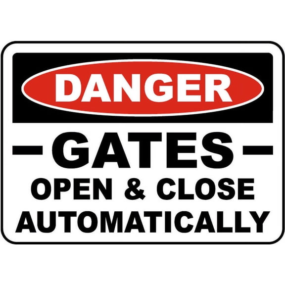 Traffic & Warehouse Signs - Gates Open & Close Automatically Sign - Weather Approved Aluminum Street Sign, 0.04 Thickness - 10" X 7"