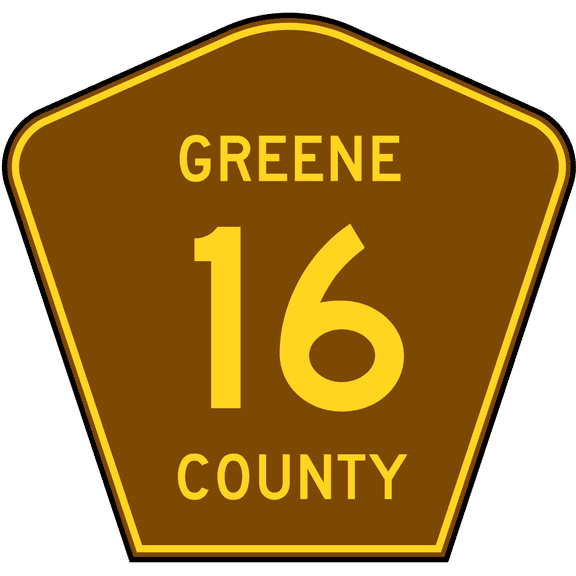 Traffic & Warehouse Signs - Greene County Route 16 sign in Catskill/Adirondack colors, Hunter, New York - Weather Approved Aluminum Street Sign, 0.04 Thickness - 12" X 18"