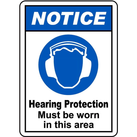 Traffic & Warehouse Signs - Hearing Protection Must Be Worn Sign 1 - Weather Approved Aluminum Street Sign, 0.04 Thickness - 24" X 36"