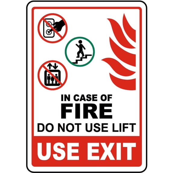 Traffic & Warehouse Signs - In Case of Fire Do Not Use Lift Sign - Weather Approved Aluminum Street Sign, 0.04 Thickness - 24" X 36"