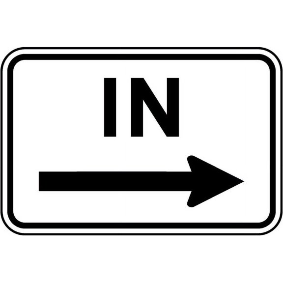 Traffic & Warehouse Signs - In (Right Arrow) Sign - Weather Approved Aluminum Street Sign, 0.04 Thickness - 10" X 7"