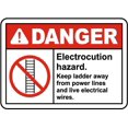 thumbnail image 1 of Traffic & Warehouse Signs - Keep Ladder Away From Power Lines Sign - Weather Approved Aluminum Street Sign, 0.04 Thickness - 12" X 8", 1 of 5