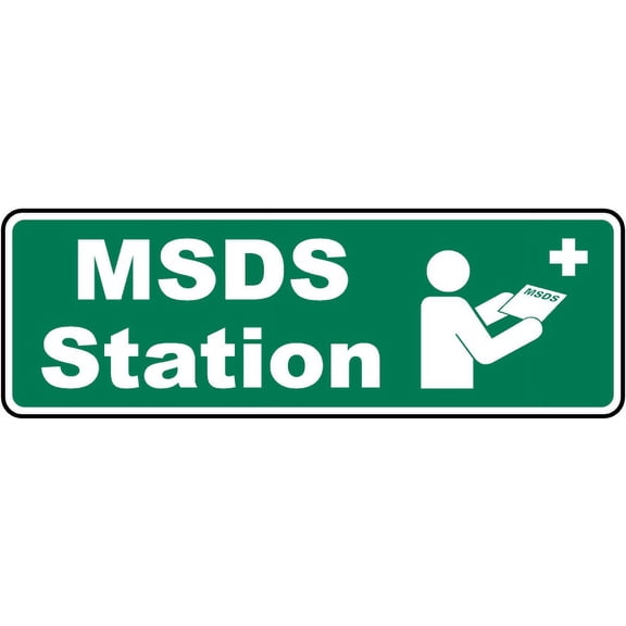 Traffic & Warehouse Signs - MSDS Station Sign 2 - Weather Approved Aluminum Street Sign, 0.04 Thickness - 10" X 7"