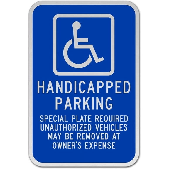 Traffic & Warehouse Signs - Massachusetts Accessible Parking Sign - Weather Approved Aluminum Street Sign, 0.04 Thickness - 10" X 7"