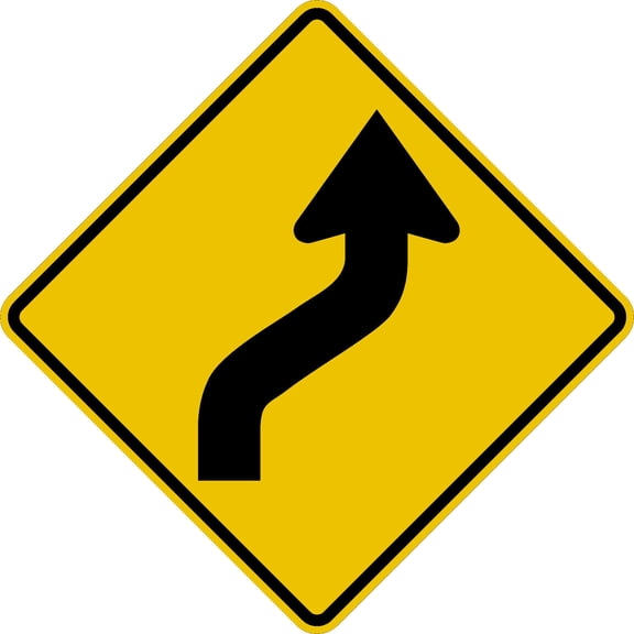 Traffic & Warehouse Signs - Multi Curve Sign (Right) Sign Engineer Grade - Weather Approved Aluminum Street Sign, 0.04 Thickness - 10" X 7"
