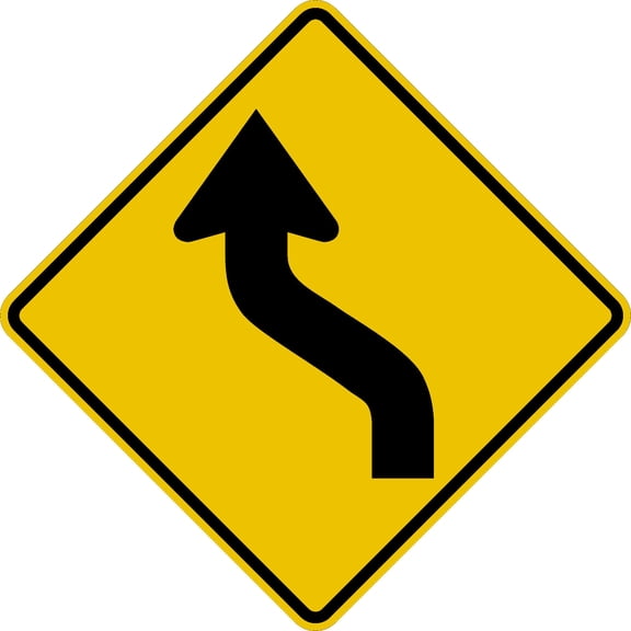 Traffic & Warehouse Signs - Multi Curve To The Left Sign Engineer Grade - Weather Approved Aluminum Street Sign, 0.04 Thickness - 10" X 7"