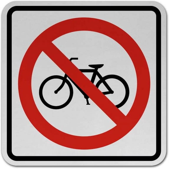 Traffic & Warehouse Signs - No Bicycles Sign - Weather Approved Aluminum Street Sign, 0.04 Thickness - 12" X 18"