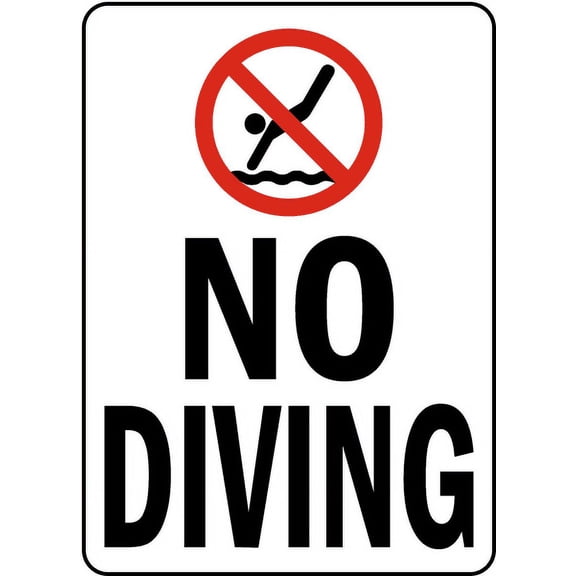Traffic & Warehouse Signs - No Diving Sign 1 - Weather Approved Aluminum Street Sign, 0.04 Thickness - 12" X 18"