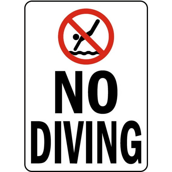 Traffic & Warehouse Signs - No Diving Sign 1 - Weather Approved Aluminum Street Sign, 0.04 Thickness - 12" X 8"